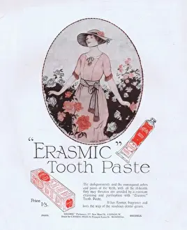 Toothpaste Prints: Advert for Erasmic tooth paste, 1921