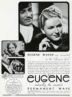 Finger Prints: Advert for Eugene permanant hair waves & curls 1938