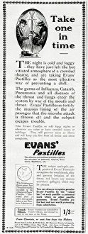 Advert for Evans Pastilles against influenza infection 1918 Advert for Evans Pastilles against influenza infection 1918