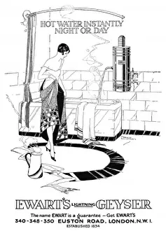 Bath Room Prints: Advert for Ewarts Geyser hot water 1926