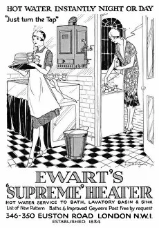 Images Dated 15th October 2015: Advert for Ewarts Geyser hot water 1928