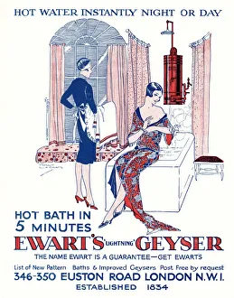 Advertising Gallery: Advert for Ewarts Geyser hot water 1928