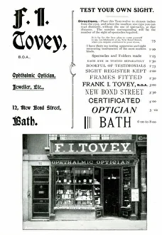 Frank Prints: Advert for F. I. Tovey, Ophthalmic Optician, Bath