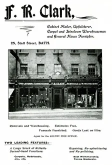 Furnisher Prints: Advert for F. R. Clark, Cabinet Maker, Bath