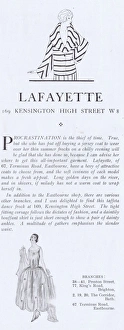 Images Dated 3rd May 2016: Advert for the fashion house of Lafayette, London, 1922