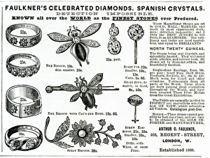 Images Dated 16th December 2016: Advert for Faulkers novelty jewellery 1886