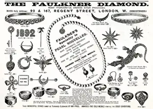 Brooches Prints: Advert for Faulkner diamond jewellery 1892