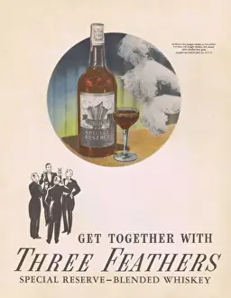 Advert for Three Feathers whiskey