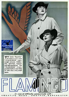Fastening Gallery: Advert for Flamingo raincoats 1935