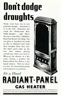 Images Dated 29th May 2012: Advert for Flavel radiant-panel gas heater 1938