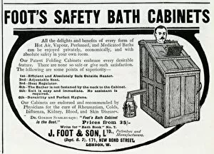 Images Dated 11th October 2017: Advert for Foots Safty Bath Cabinets 1912