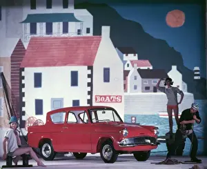 Advertisement for Ford Anglia cars
