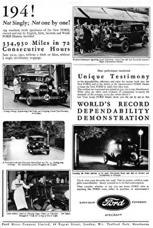 Advertisement for Ford motor cars