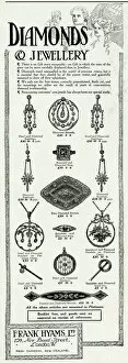 Diamond Collection: Advert for Frank Hyams Ltd, diamonds jewellery 1911