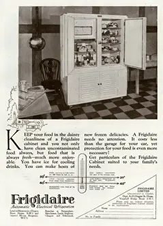 Fridges Prints: Advert for Frigidaire electrical fridge