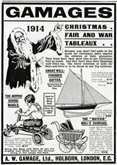 Gift Gallery: Advert for Gamages christmas toys 1914