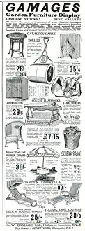Reclining Prints: Advert for Gamages garden furniture 1926