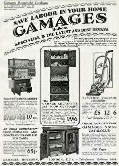 Advert for Gamages kitchen cabinets 1929