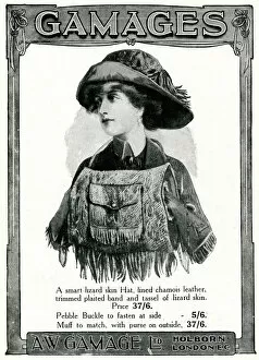 Images Dated 25th September 2018: Advert for Gamages lizard skin accessories 1909