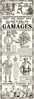 Ideas Prints: Advert for Gamages suggesting gifts for soldiers 1915