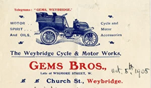 Images Dated 30th December 2016: Advert, Gems Bros, Weybridge Cycle & Motor Works