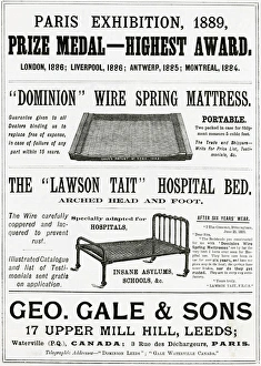 Images Dated 19th July 2017: Advert for Geo. Gale & Sons, hospital bed 1889
