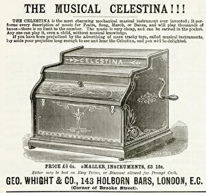 Images Dated 27th November 2017: Advert for Geo. Whight & Co, musical Celestina 1885 Advert for Geo