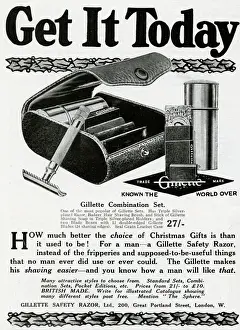 Shaving Prints: Advert for Gillette razor combination set 1915