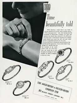 Goldsmiths Prints: Advert for Goldsmiths & Silversmiths bracelet style watches