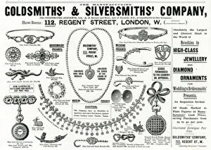 Advert for Goldsmiths & Silversmiths novelty jewelley 1896