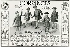 Advert for Gorringes childrens winter overcoats 1926