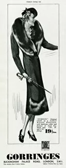 Wool Collection: Advert for Gorringes womens dyed fox collar coat 1937