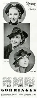 Gorringes Prints: Advert for Gorringes womens spring hats 1937