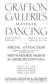 Images Dated 13th June 2019: Advert for the Grafton Galleries Dance Club, London, 1919