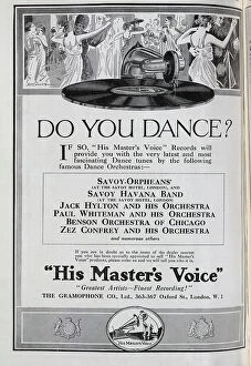 Voice Collection: Advertisement for the Gramophone Company Limited. Showing couples dancing, with Gramophone record