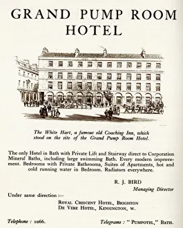 Coaching Prints: Advert, Grand Pump Room Hotel, Bath