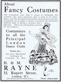 Images Dated 16th April 2016: Advert for H & M Rayne, suppliers of Fancy costumes, London