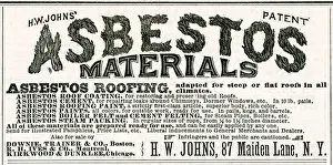 Packing Prints: Advert for H. W Johns, asbestos materials for roofing 1875