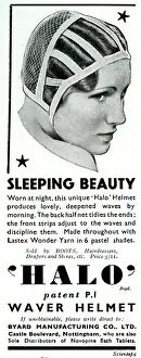 Securely Prints: Advert for Halo sleeping cap 1936
