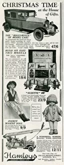 Images Dated 22nd November 2018: Advert for Hamleys Christmas toys 1929