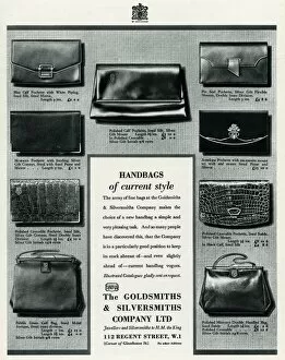 Fastening Gallery: Advert for Handbags at The Goldsmiths & Silversmiths Company