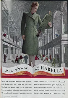 Imagery Prints: Advert for Harella coats, emphasising their smart fit from any angle. Date: 1943