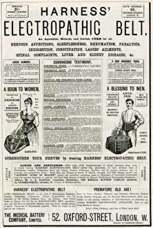 Affections Gallery: Advert for Harness electropathic corset belts 1887