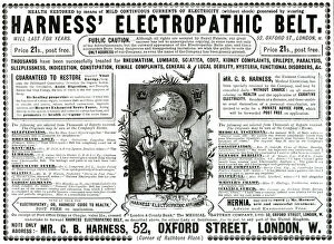 Ailments Collection: Advert for Harness Electropathic corset belts 1888