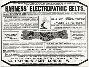Affections Gallery: Advert for Harness Electropathic Corset Belts 1889
