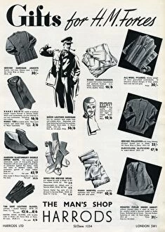 Images Dated 19th November 2012: Advert for Harrods gifts for the H.M forces 1939