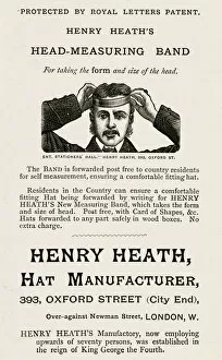 Images Dated 10th November 2017: Advert for head measuring band for hats 1880