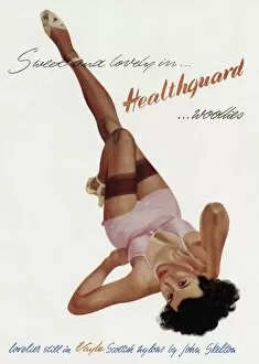 Undergarments Gallery: Advert for Healthguard woollies nylon stockings 1950