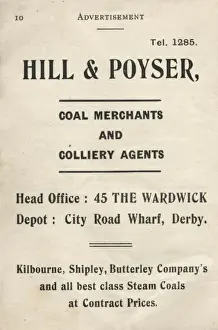 Merchants Prints: Advertisement for Hill & Poyser, coal merchants, Derby