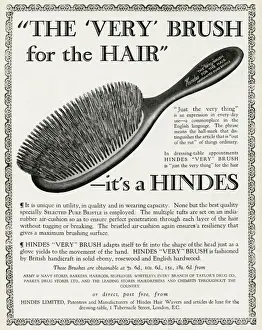 Rubber Prints: Advert for Hindes hair brushes 1923